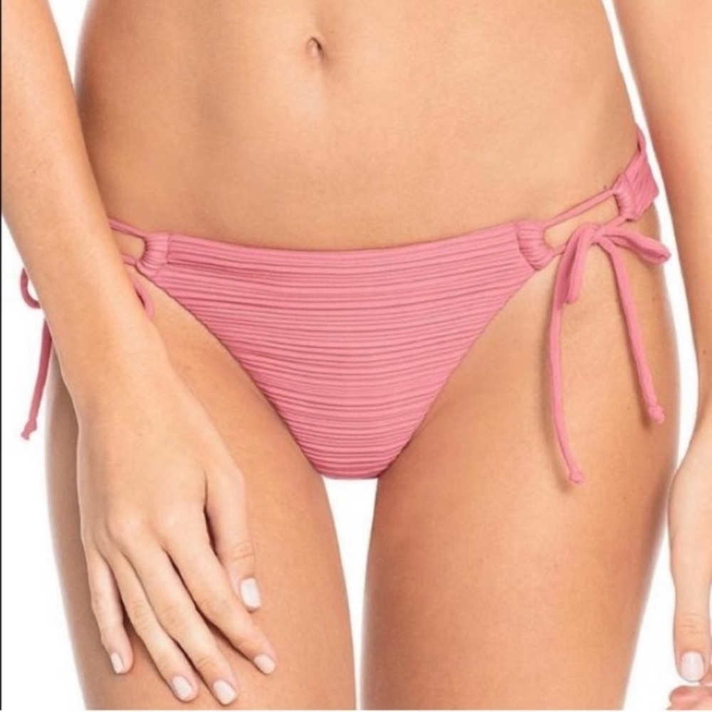New Robin Piccone Lily Tie Bikini Bottoms 190763 Pink Lemonade  Medium